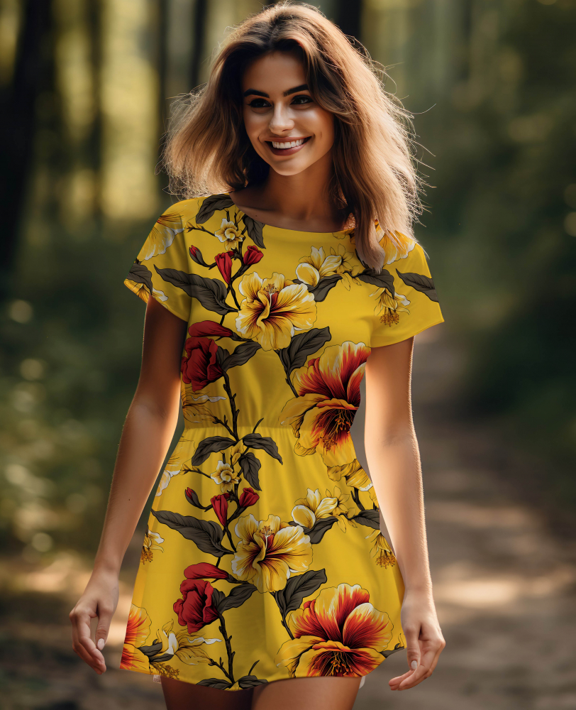 Reststück 130 cm, Bio Viskosejersey mit Überbreite (Stoffbreite ca. 170 cm): Eigenproduktion Yellow Fire  - von Graustufen-Stoffe